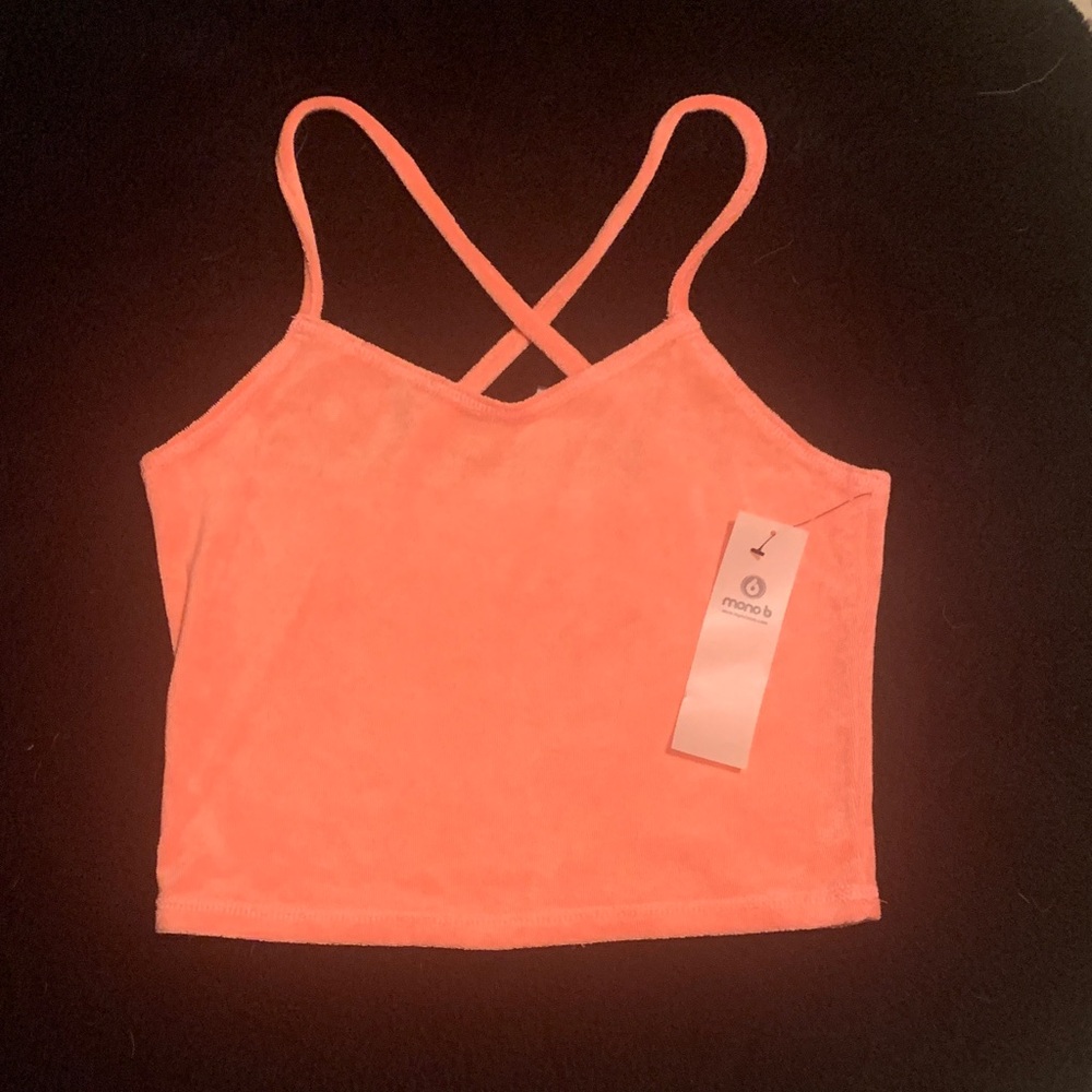 Mono B  Bright Coral Camisole Top Size Medium Terry Cloth Tank